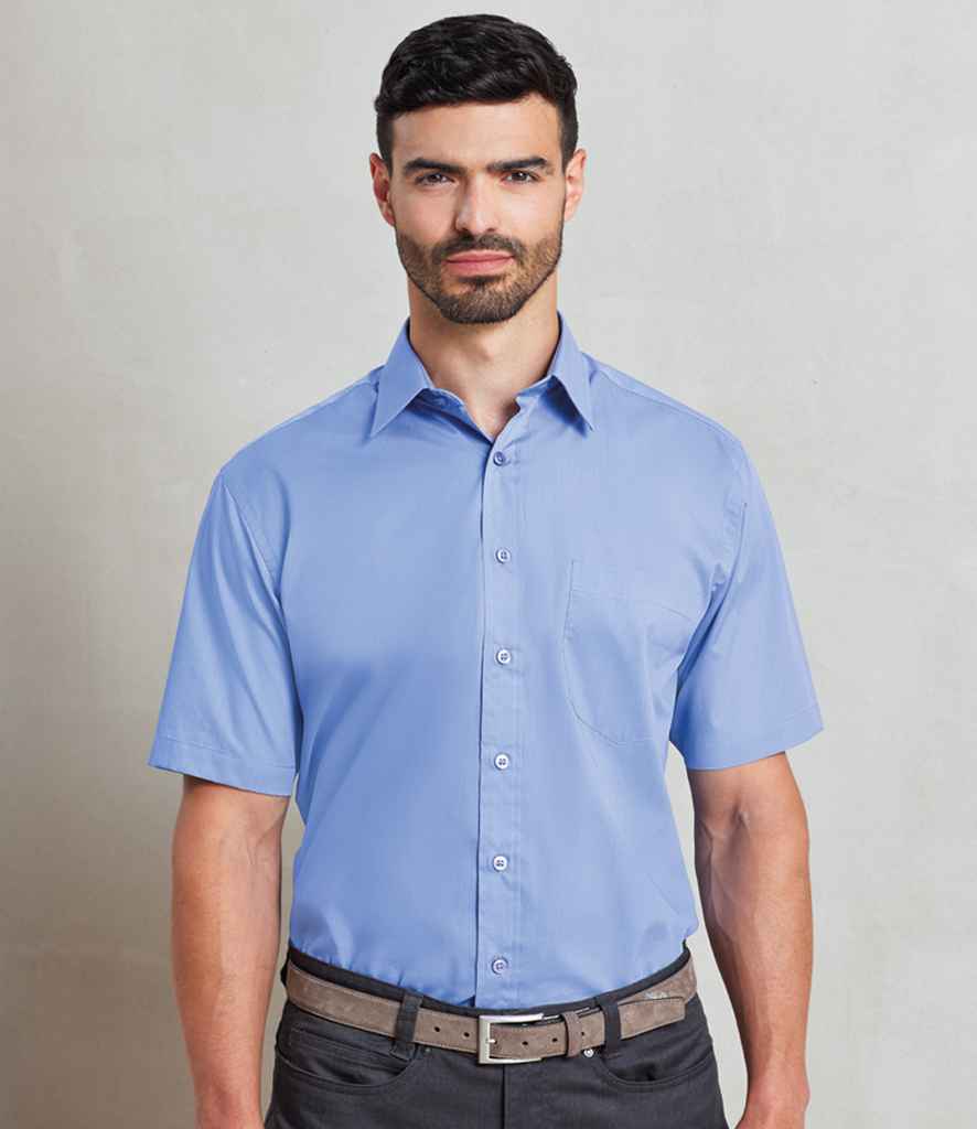 Premier Premier Short Sleeve Poplin Shirt Mid Blue
