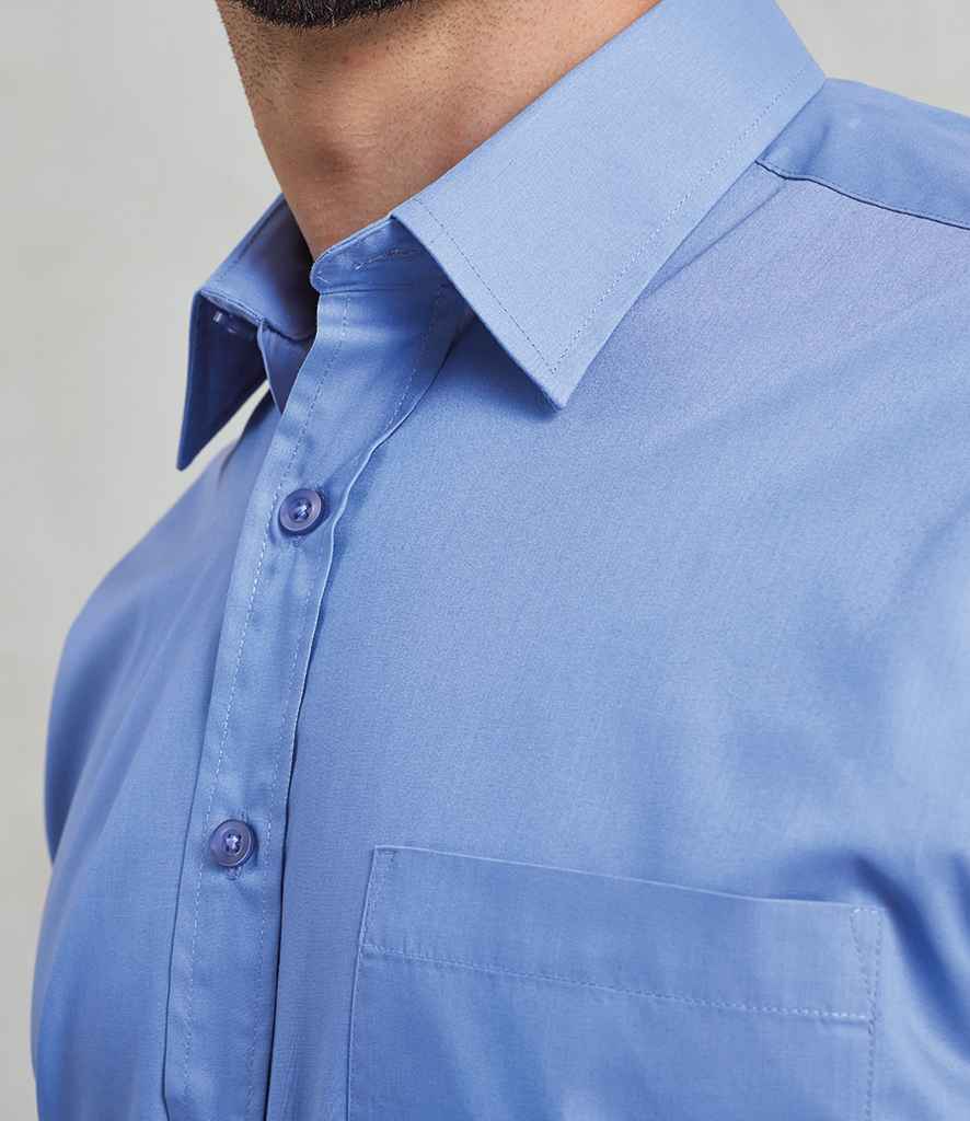 Premier Premier Short Sleeve Poplin Shirt Mid Blue