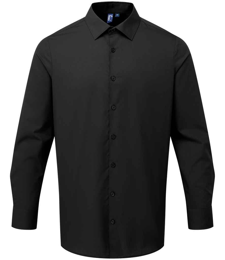 Premier Recyclight® Long Sleeve Poplin Shirt in Black