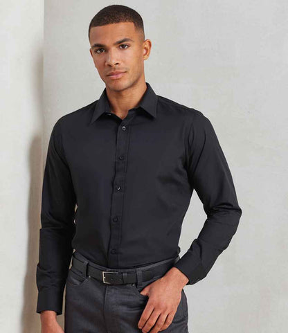 Premier Premier Long Sleeve Fitted Poplin Shirt Black