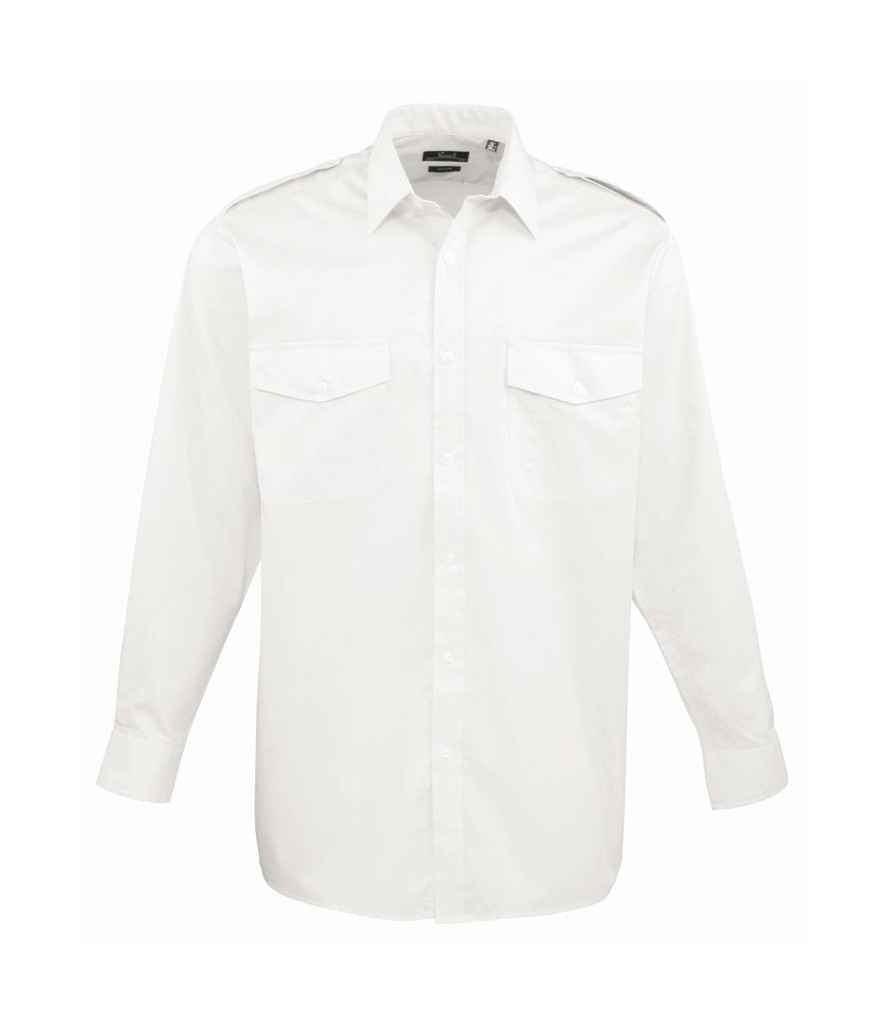 Premier Long Sleeve Pilot Shirt in White