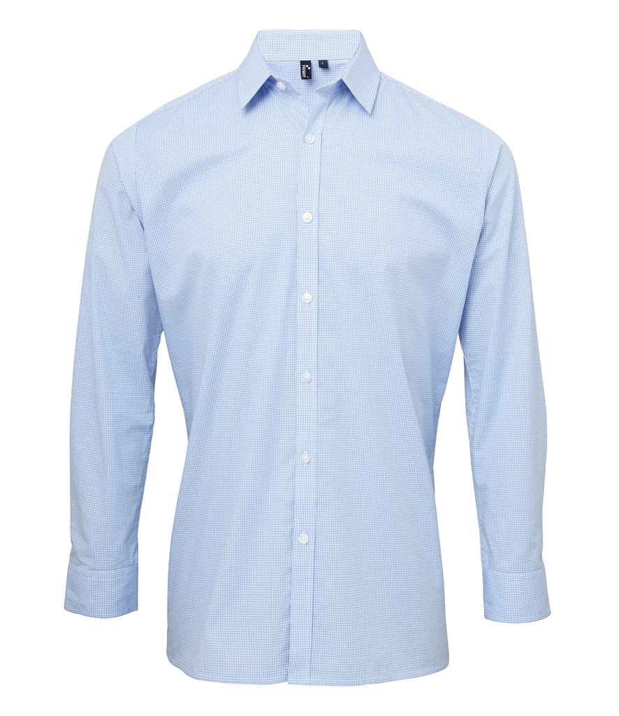 Premier Gingham Long Sleeve Shirt in Light Blue/White
