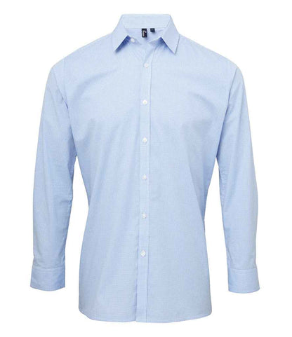 Premier Gingham Long Sleeve Shirt in Light Blue/White