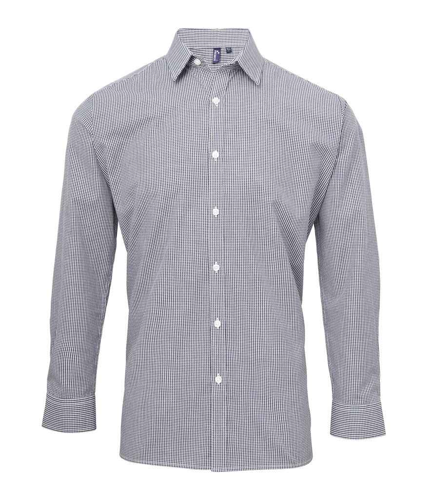 Premier Premier Gingham Long Sleeve Shirt Navy/White