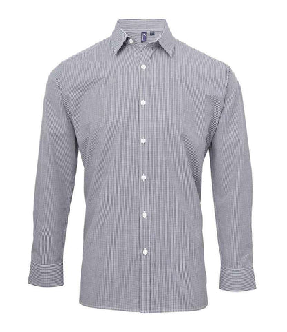 Premier Premier Gingham Long Sleeve Shirt Navy/White
