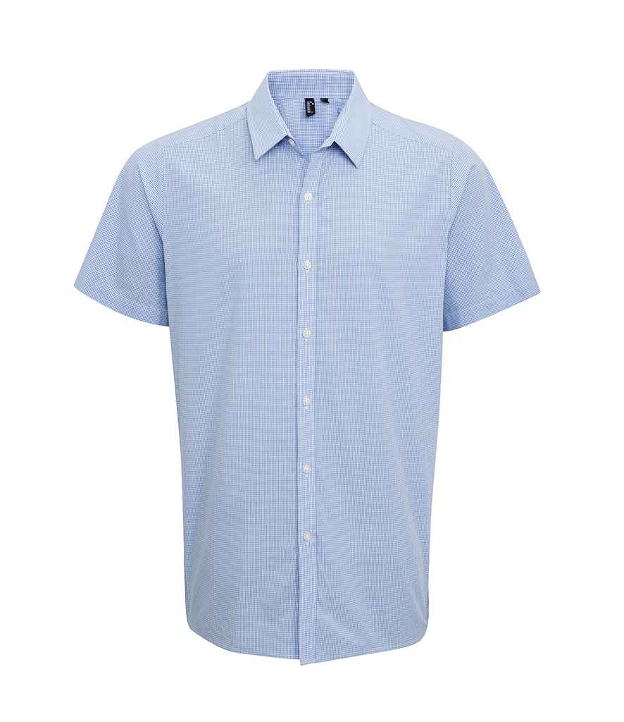 Premier Premier Gingham Short Sleeve Shirt Light Blue/White