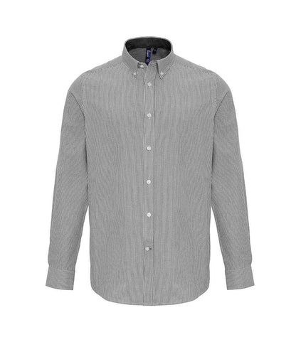 Premier Premier Long Sleeve Striped Oxford Shirt White/Grey