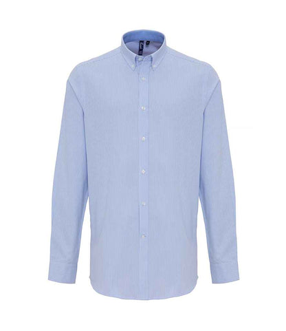 Premier Premier Long Sleeve Striped Oxford Shirt White/Oxford Blue