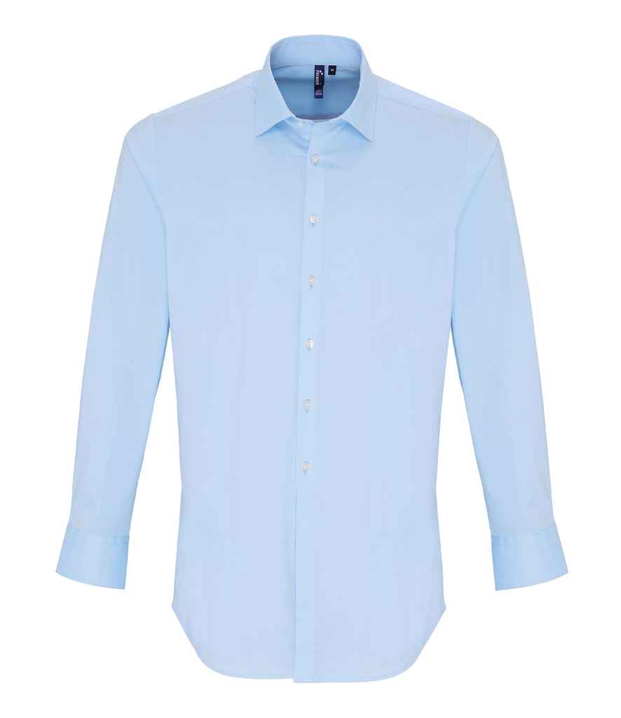 Premier Premier Long Sleeve Stretch Fit Poplin Shirt Pale Blue
