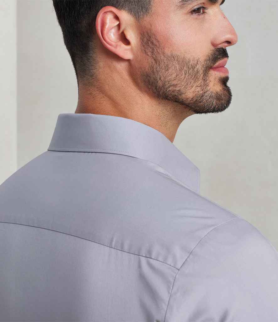 Premier Premier Long Sleeve Stretch Fit Poplin Shirt Silver