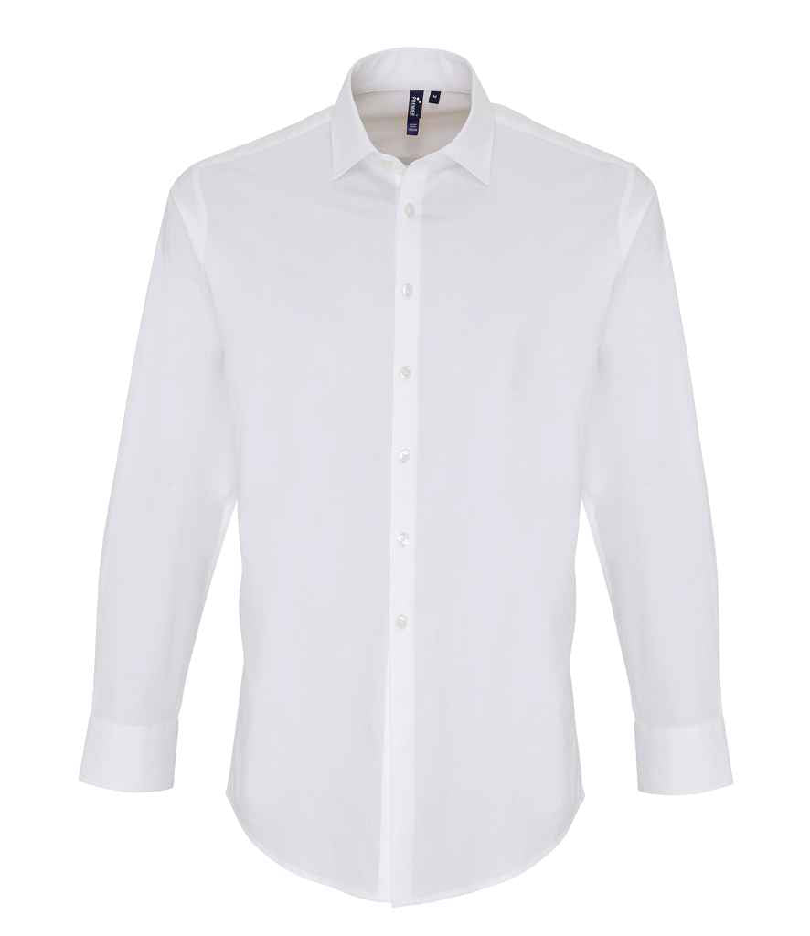 Premier Premier Long Sleeve Stretch Fit Poplin Shirt White