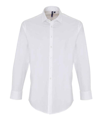 Premier Premier Long Sleeve Stretch Fit Poplin Shirt White