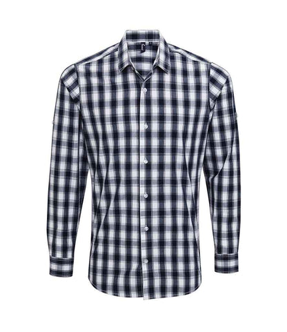 Premier Mulligan Check Long Sleeve Shirt in White/Navy