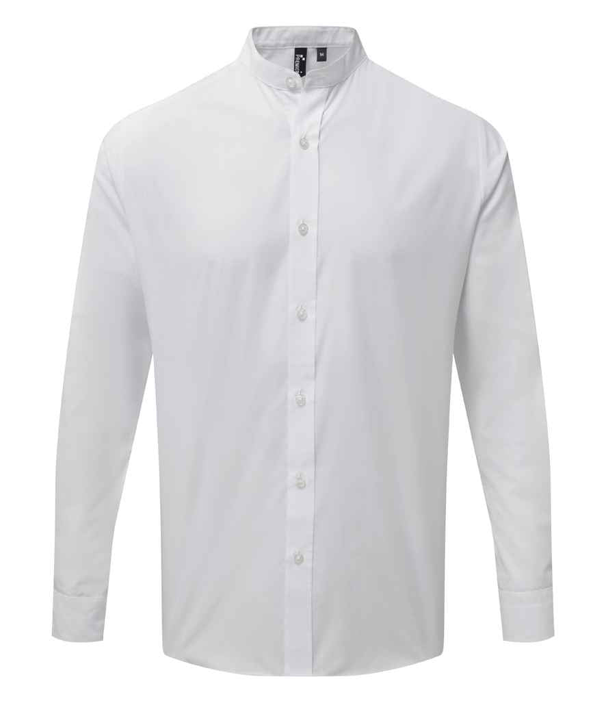 Premier Long Sleeve Grandad Shirt in White
