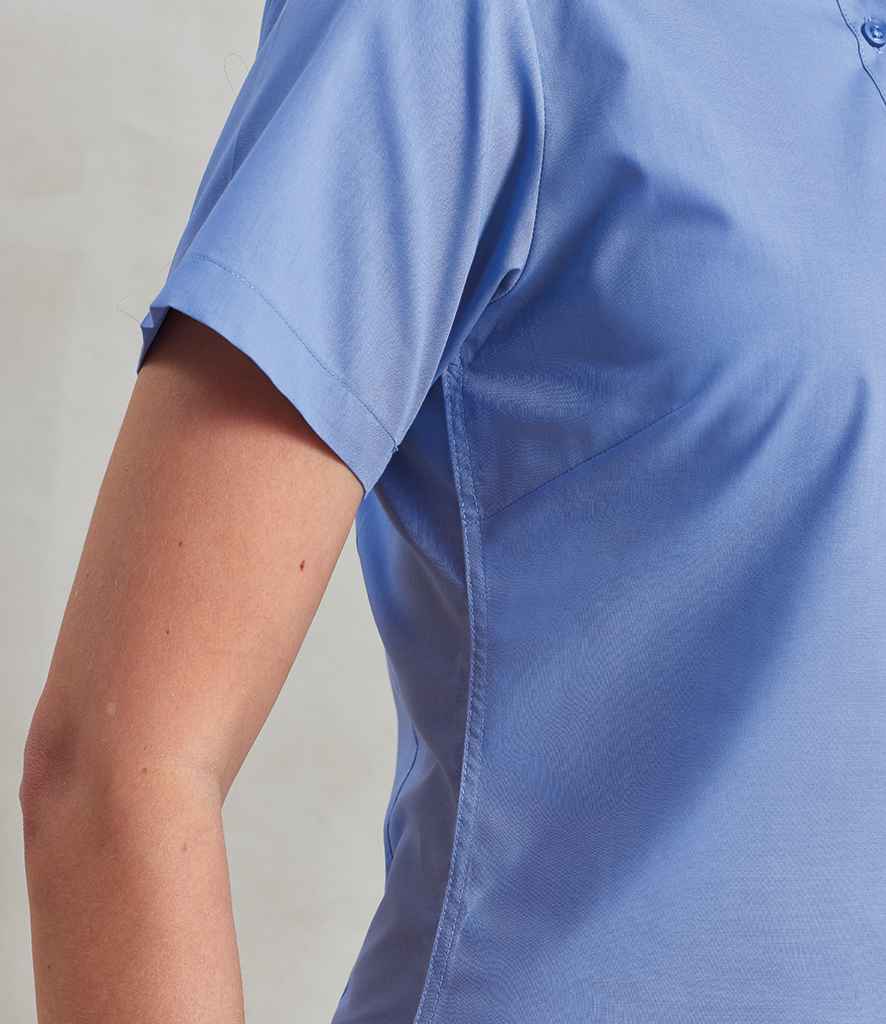 Premier Ladies Short Sleeve Poplin Blouse - model image