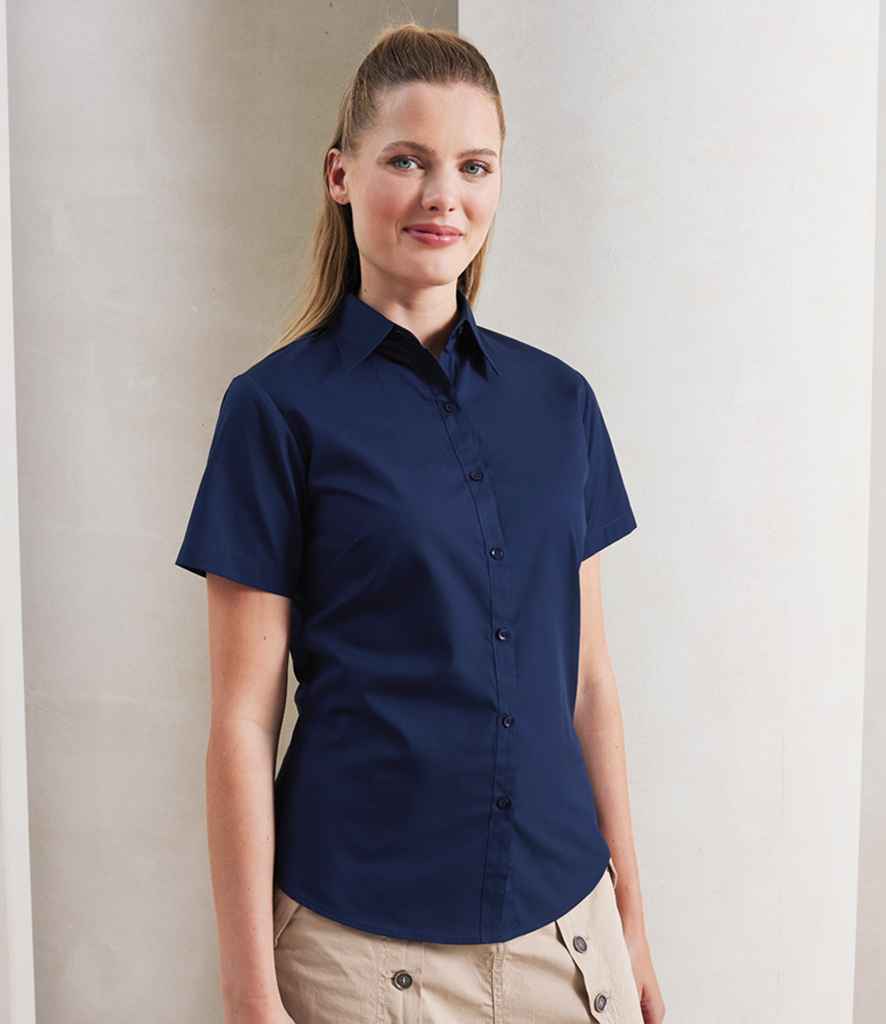 Premier Ladies Short Sleeve Poplin Blouse - model image