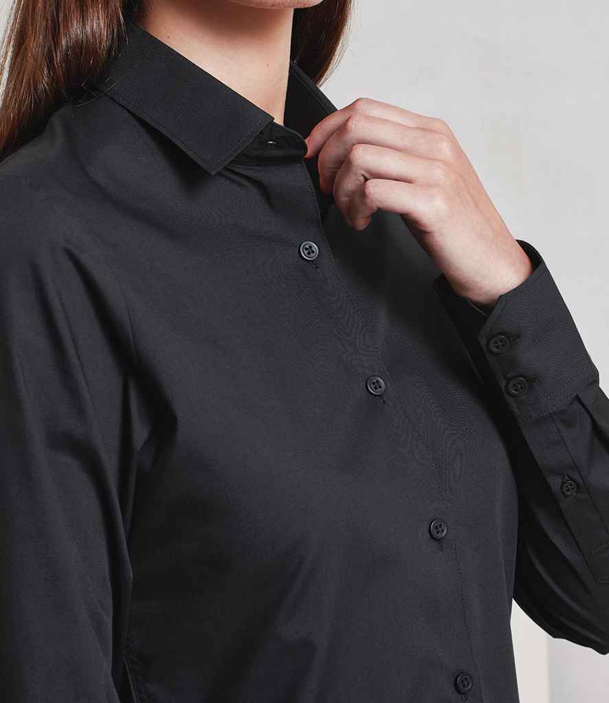 Premier Ladies Recyclight® Long Sleeve Poplin Shirt - model image