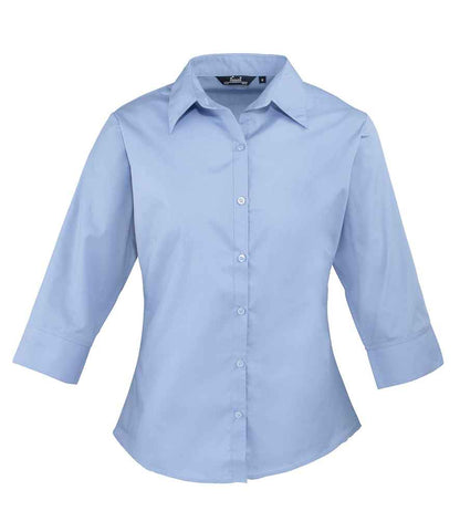 Premier Premier Ladies 3/4 Sleeve Poplin Blouse Mid Blue