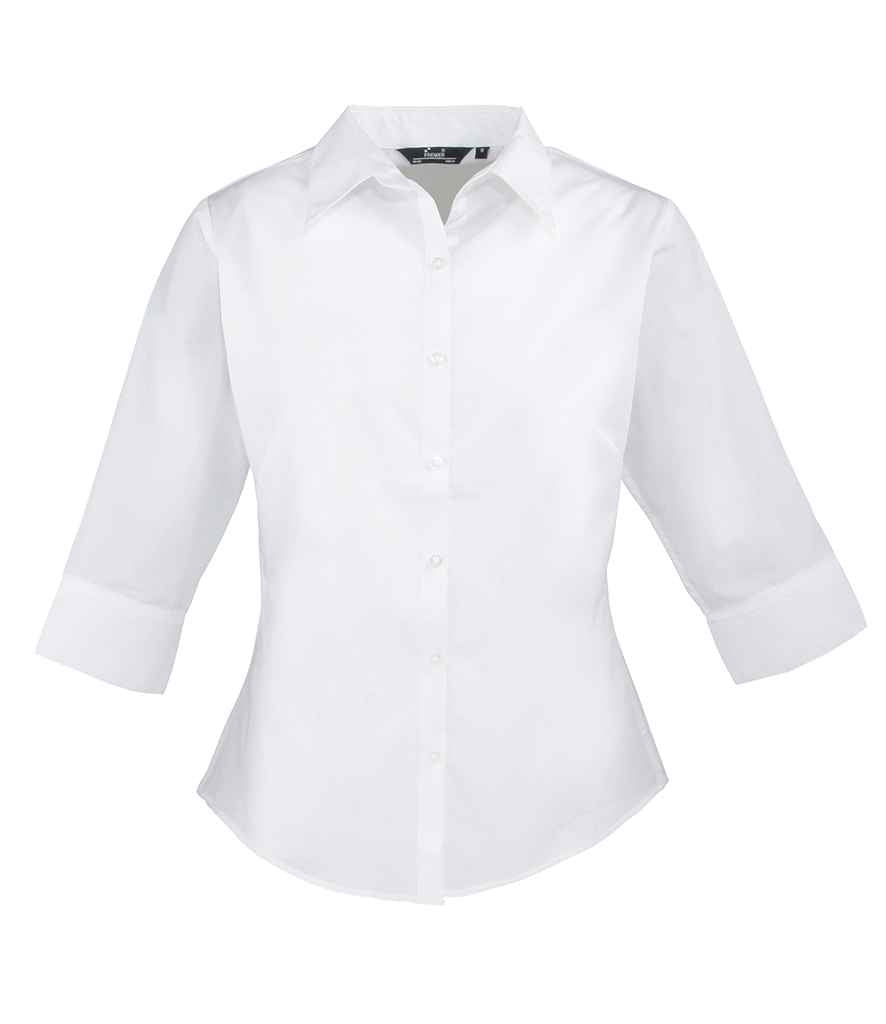 Premier Premier Ladies 3/4 Sleeve Poplin Blouse White