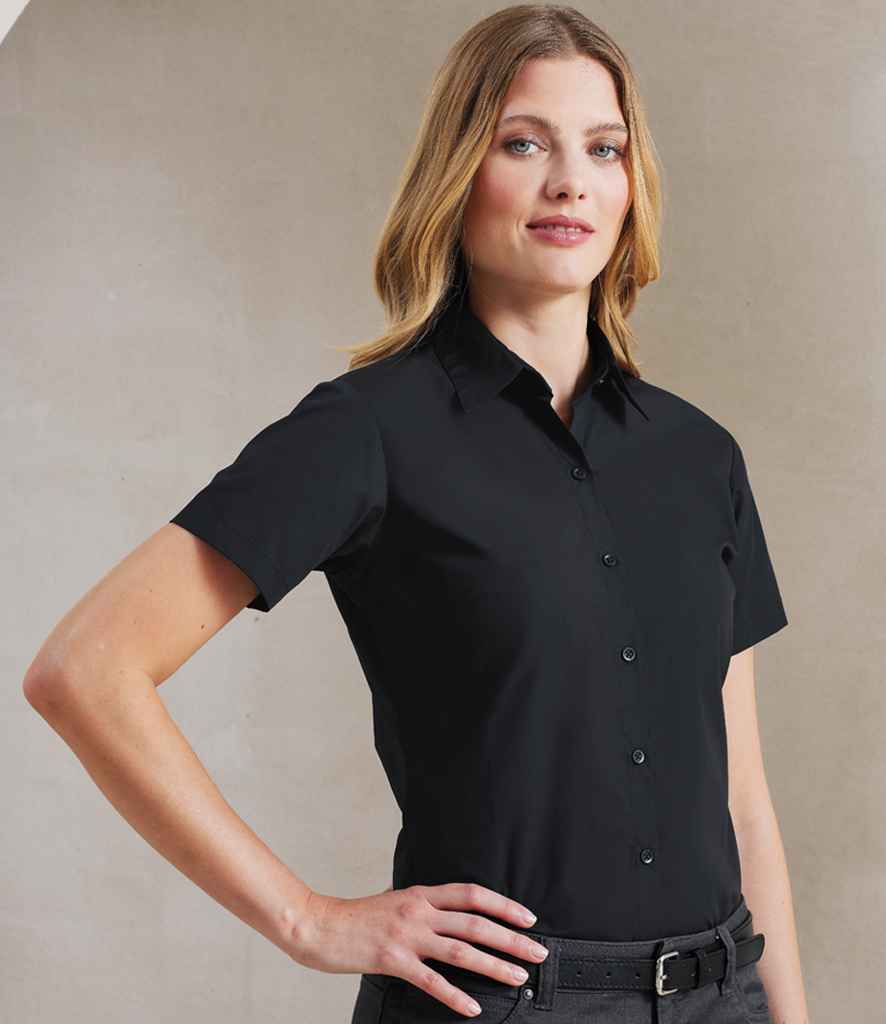 Premier Premier Ladies Supreme Short Sleeve Poplin Shirt Black