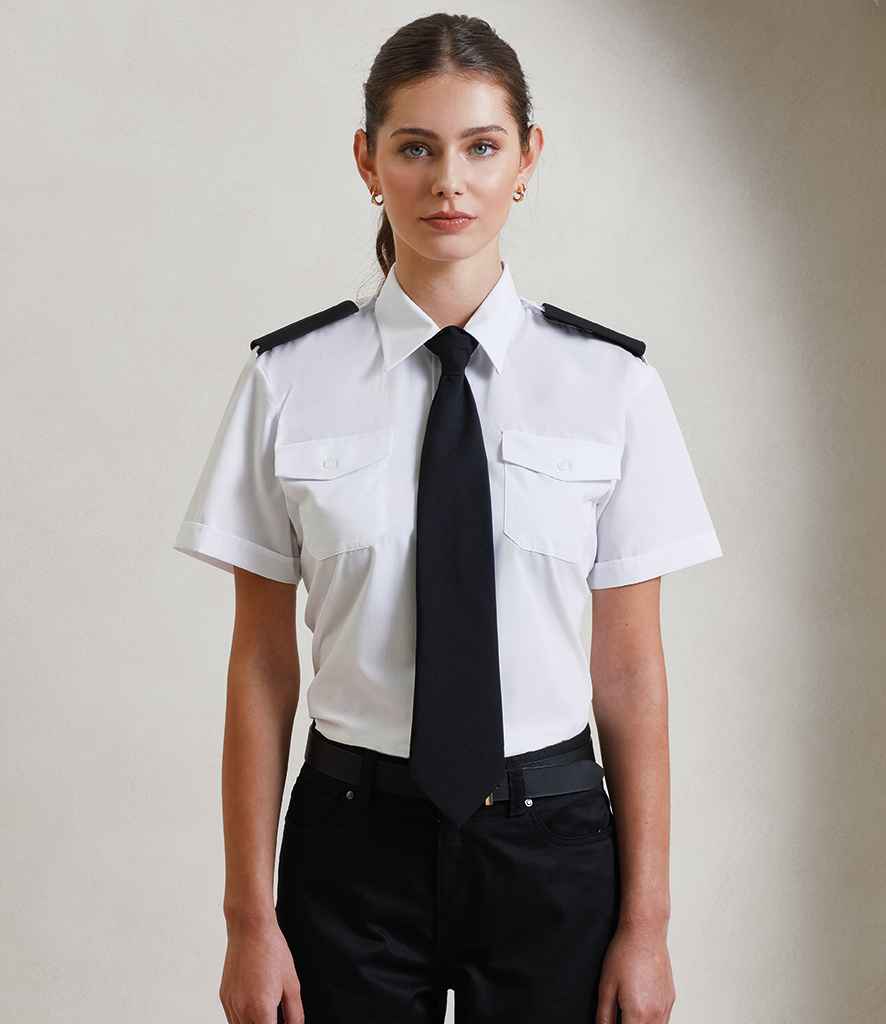 Premier Premier Ladies Short Sleeve Pilot Shirt White