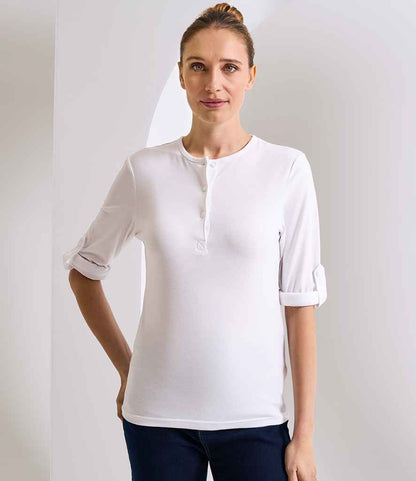 Premier Premier Ladies Long John Roll Sleeve T-Shirt White