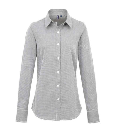 Premier Premier Ladies Gingham Long Sleeve Shirt Black/White