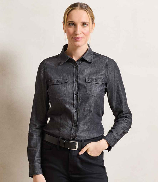 Premier Premier Ladies Jeans Stitch Denim Shirt