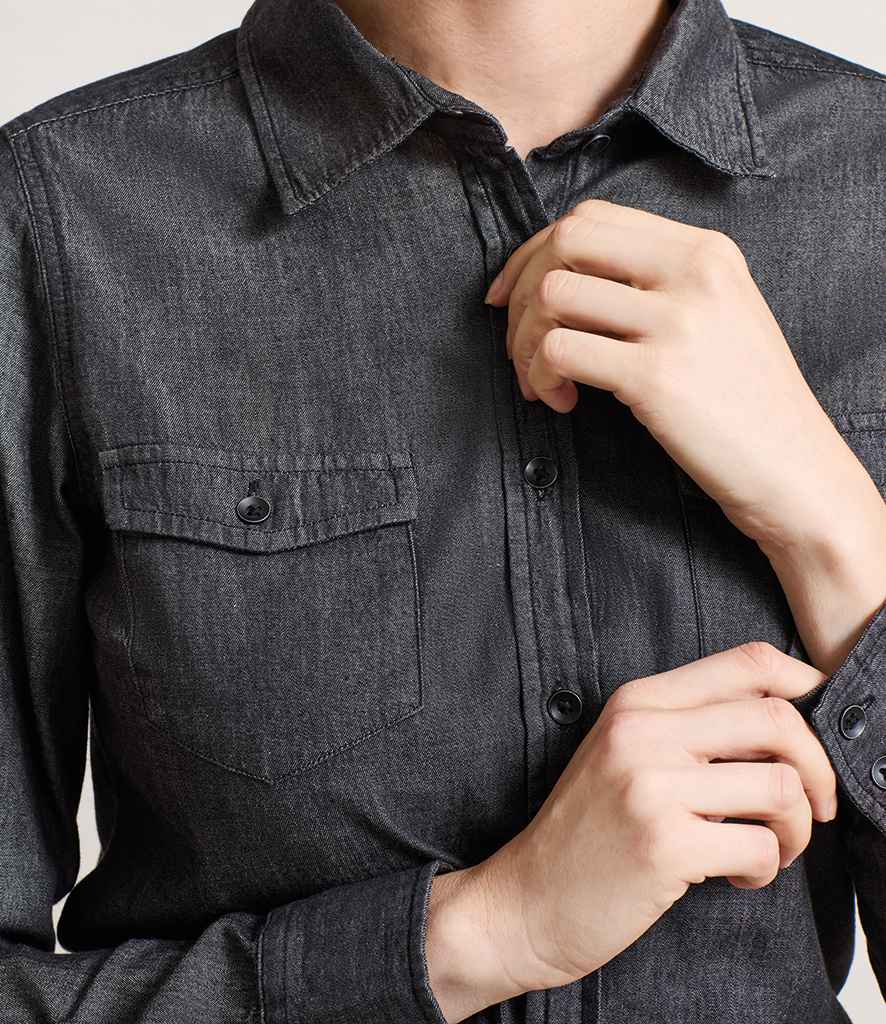 Premier Premier Ladies Jeans Stitch Denim Shirt Black Denim