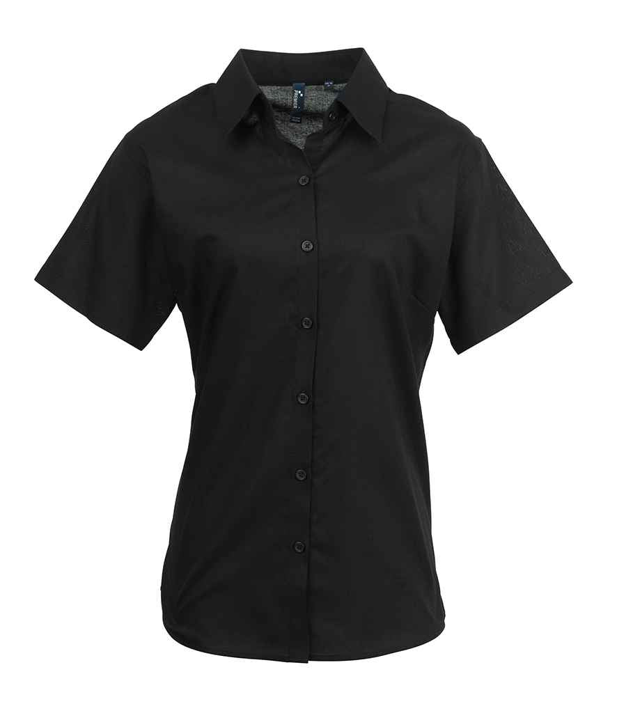 Premier Premier Ladies Signature Short Sleeve Oxford Shirt Black