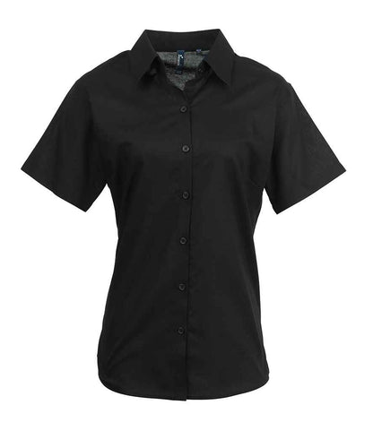 Premier Premier Ladies Signature Short Sleeve Oxford Shirt Black