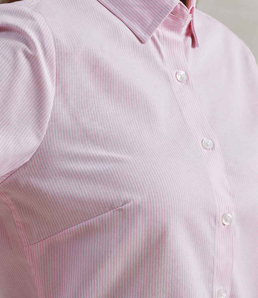 Premier Ladies Long Sleeve Striped Oxford Shirt - model image