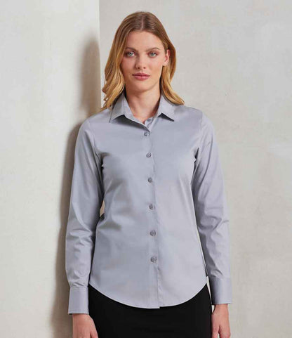 Premier Premier Ladies Long Sleeve Stretch Fit Poplin Shirt