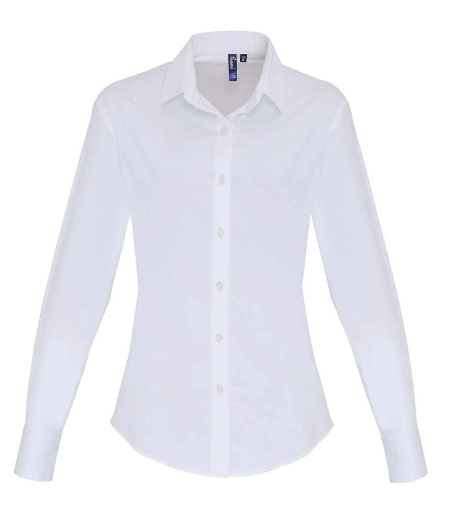 Premier Premier Ladies Long Sleeve Stretch Fit Poplin Shirt White
