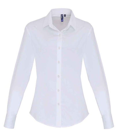 Premier Premier Ladies Long Sleeve Stretch Fit Poplin Shirt White