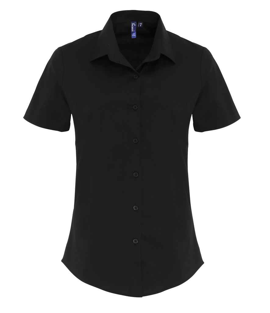 Premier Premier Ladies Short Sleeve Stretch Fit Poplin Shirt Black