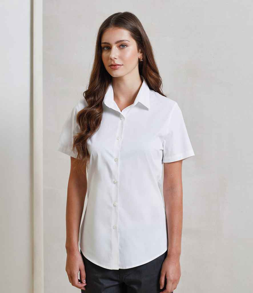 Premier Premier Ladies Short Sleeve Stretch Fit Poplin Shirt
