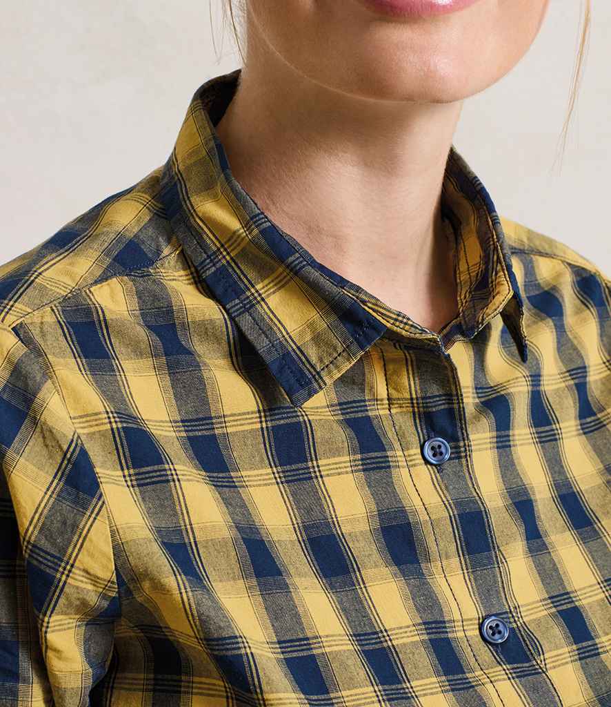 Premier Premier Ladies Mulligan Check Long Sleeve Shirt Camel/Navy