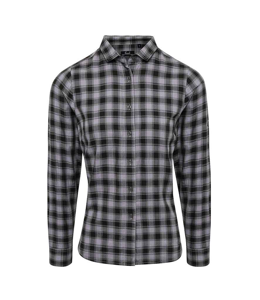 Premier Premier Ladies Mulligan Check Long Sleeve Shirt Steel/Black