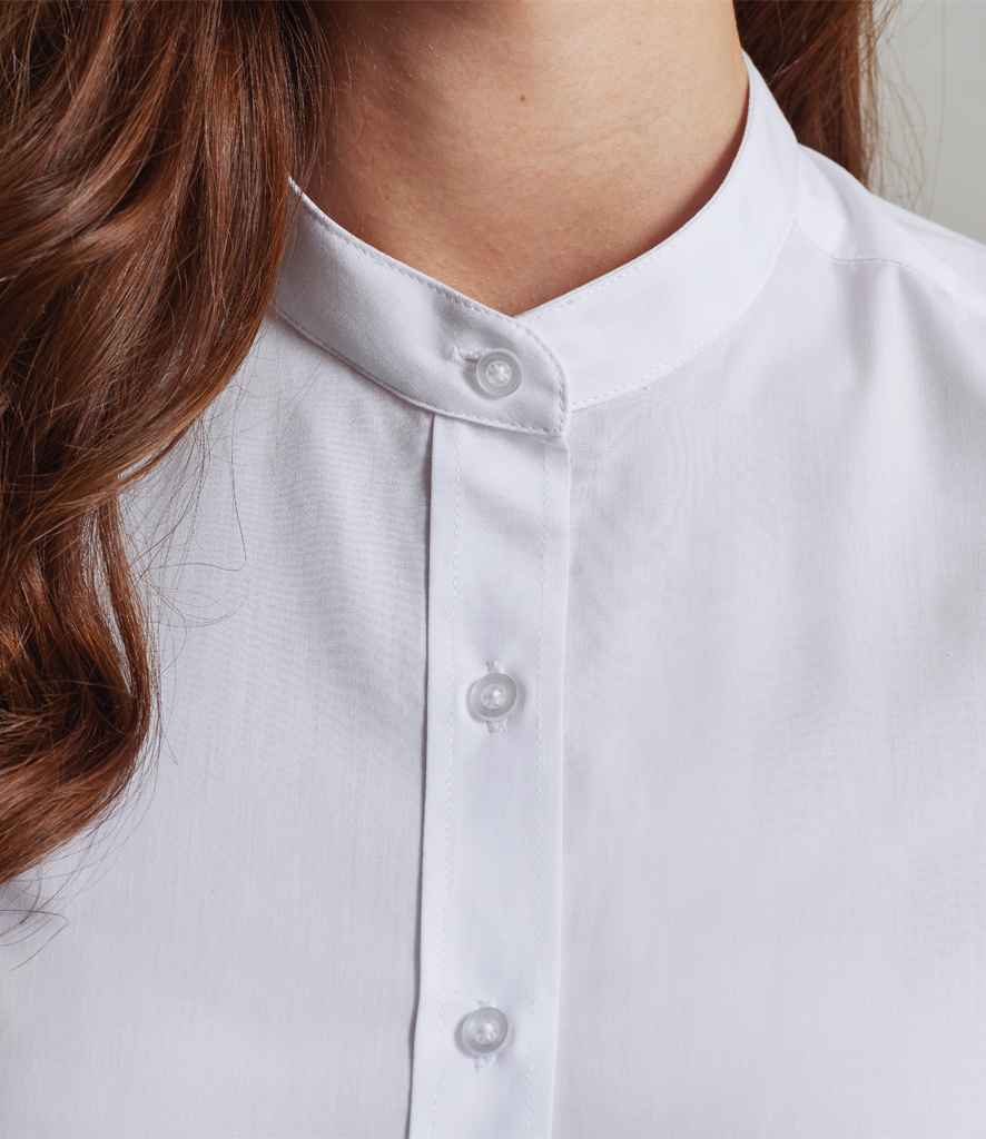 Premier Premier Ladies Banded Collar Grandad Shirt White