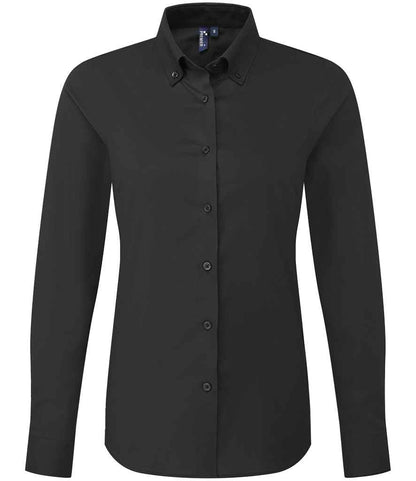 Premier Ladies Supreme Long Sleeve Oxford Shirt in Black