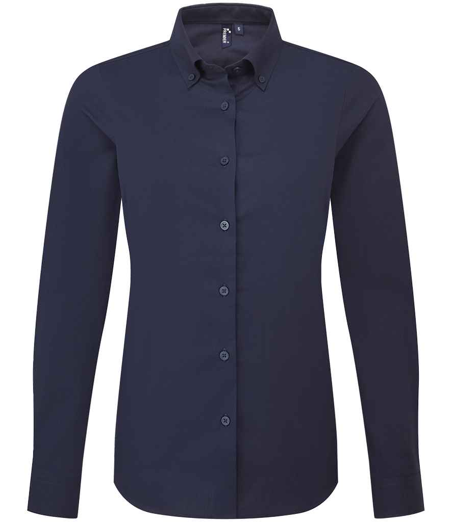 Premier Premier Ladies Supreme Long Sleeve Oxford Shirt Navy