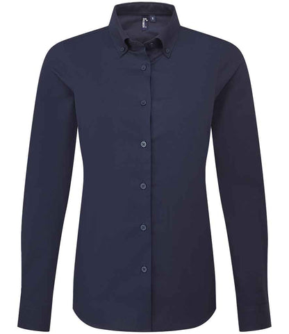 Premier Premier Ladies Supreme Long Sleeve Oxford Shirt Navy