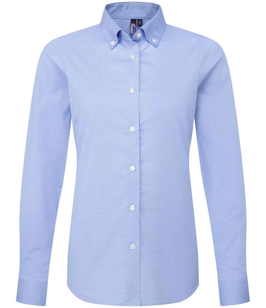 Premier Ladies Supreme Long Sleeve Oxford Shirt in Oxford Blue