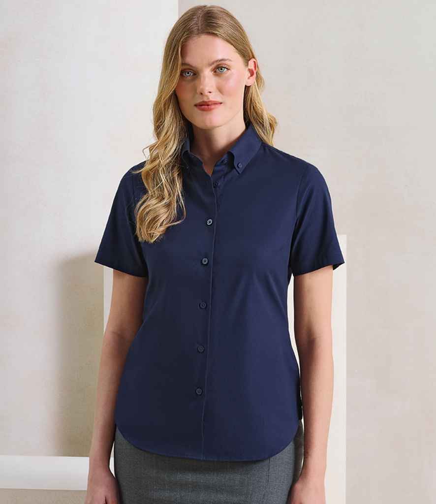Premier Premier Ladies Supreme Short Sleeve Oxford Shirt Navy