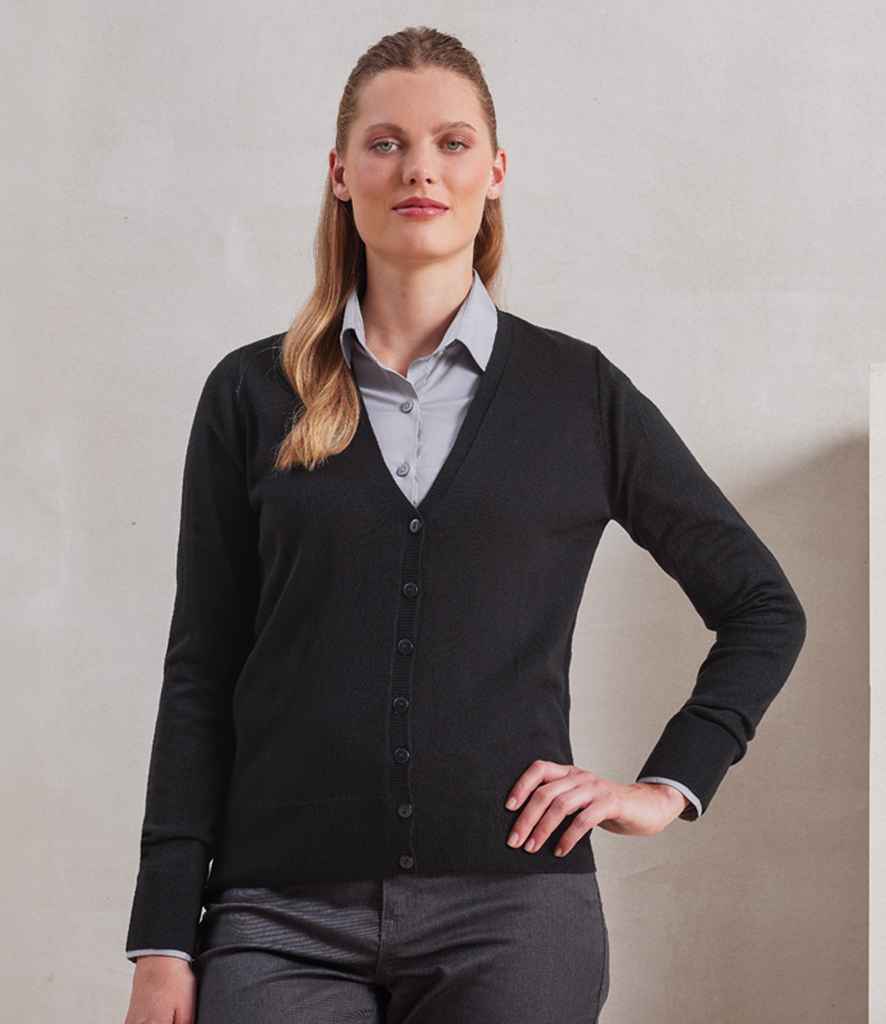 Premier Ladies Essential Acrylic V Neck Cardigan - model image