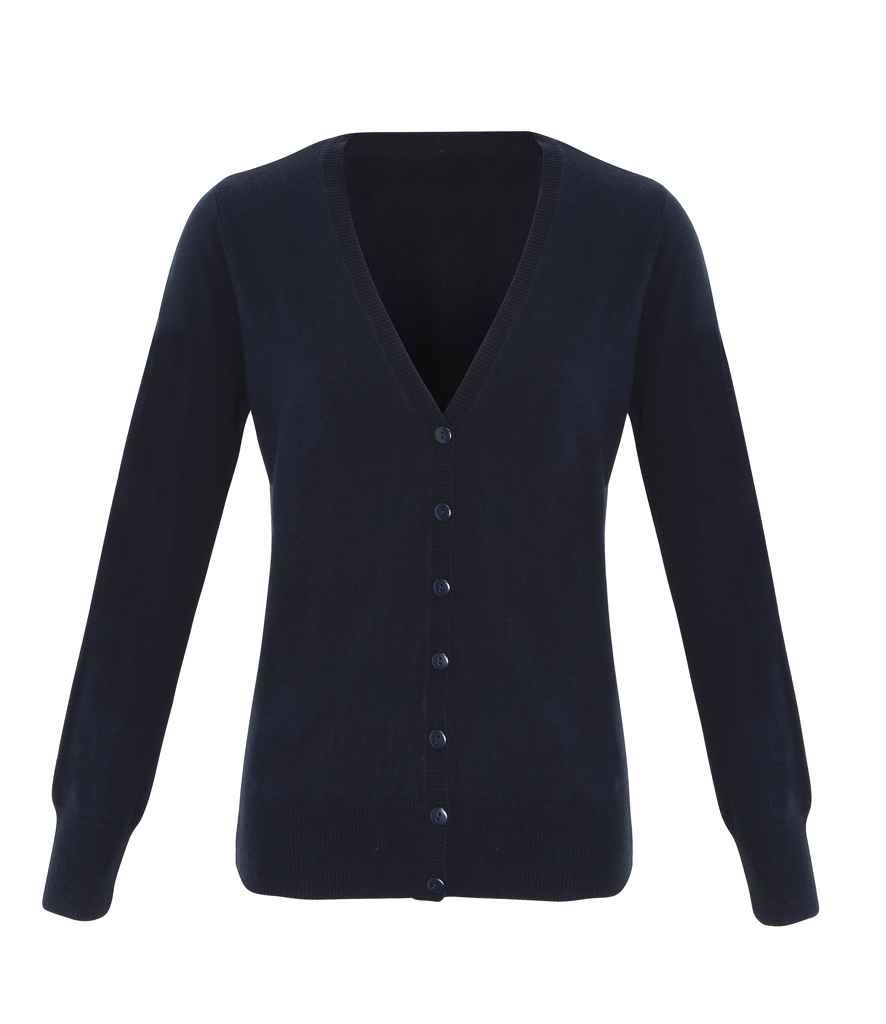 Premier Ladies Essential Acrylic V Neck Cardigan in Navy