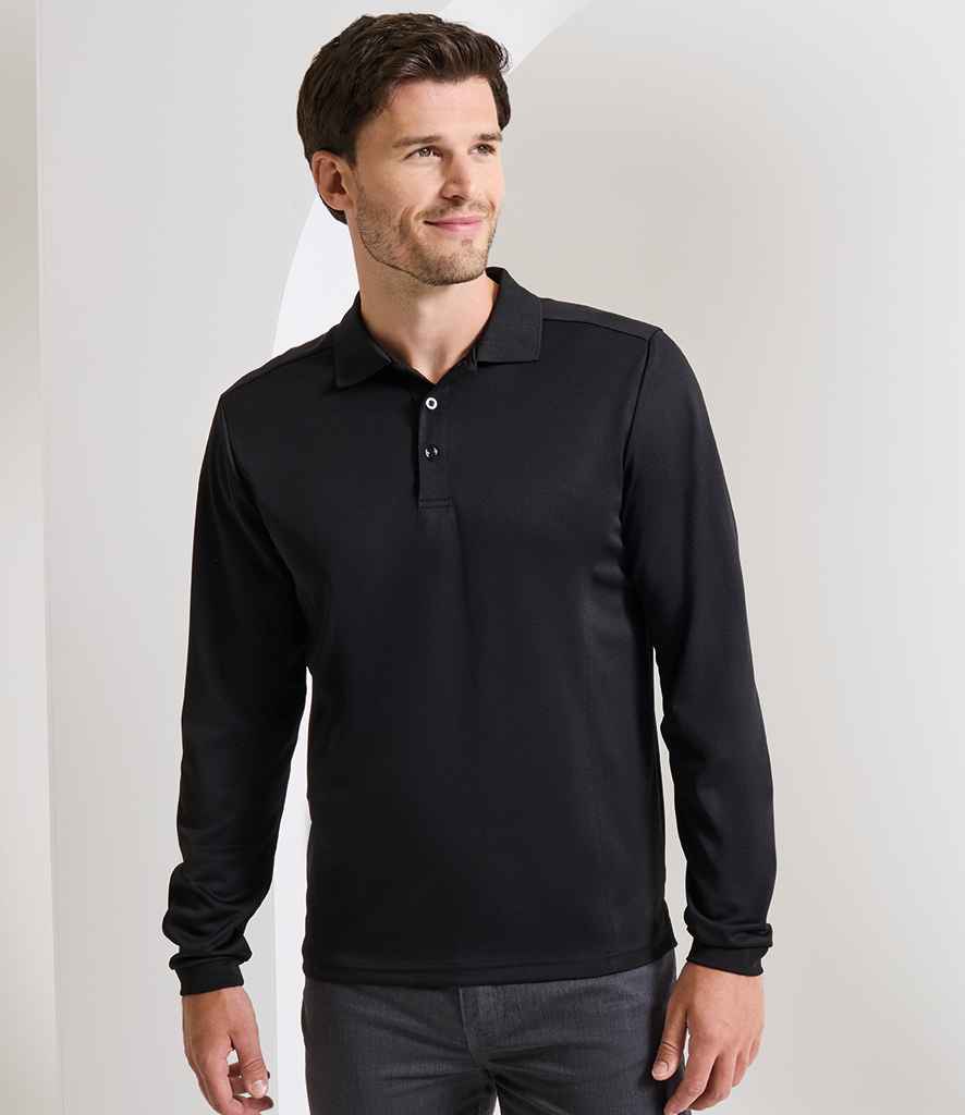 Premier Premier Long Sleeve Coolchecker® Piqué Polo Shirt Black