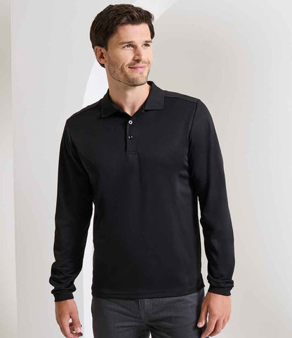 Premier Premier Long Sleeve Coolchecker® Piqué Polo Shirt Black