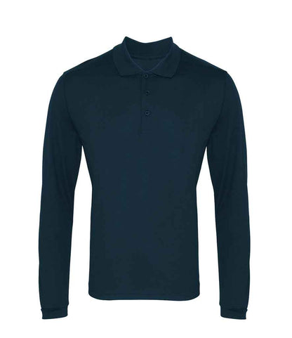 Premier Premier Long Sleeve Coolchecker® Piqué Polo Shirt Navy